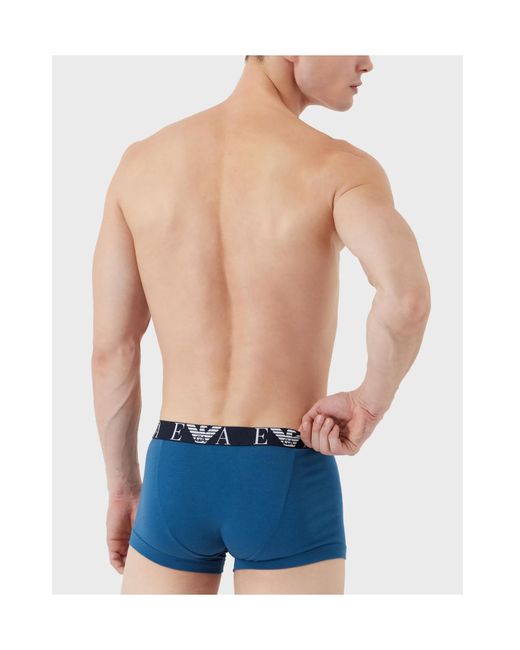 Emporio Armani Blue Elastic Waist Underwear Three-Piece Set for men