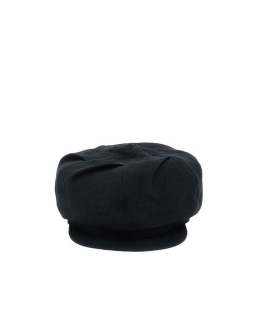 Yohji Yamamoto Black Tuck Casquette Linen Cap for men