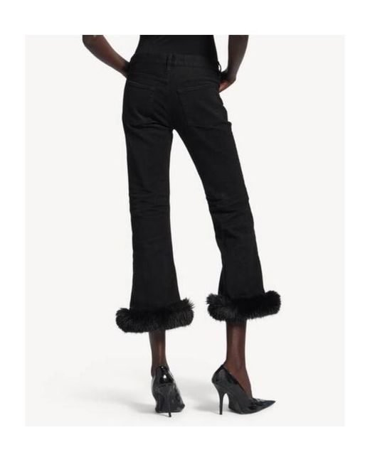 Balenciaga Black Flared Trim Detailed Pants