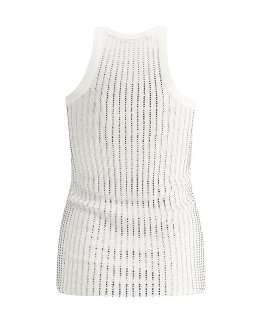 The Attico White The Embellished Ribbed Tank Top