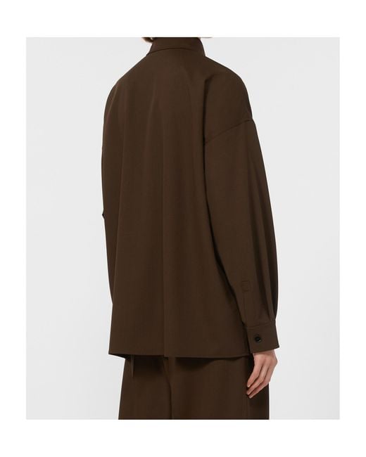 Weekend by Maxmara Brown Double-Pocket Virgin-Wool Shirt