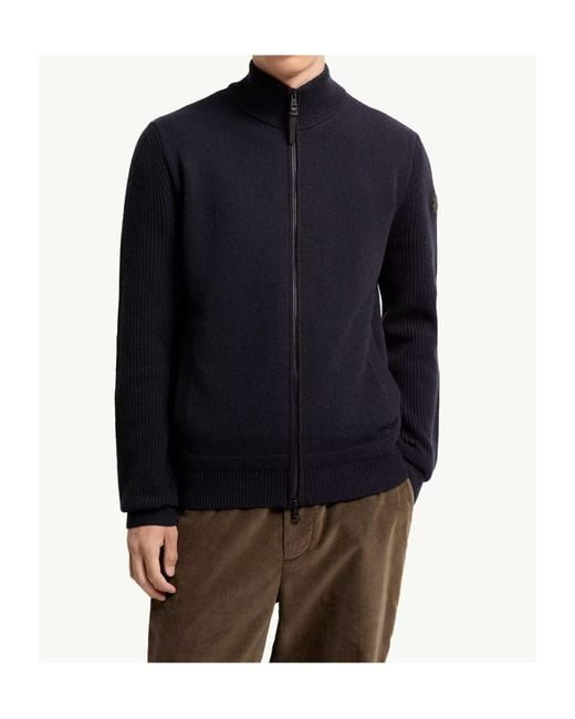 Moncler Blue Logo Patch Zip-Up Cardigan for men