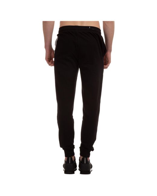 EA7 Black Side-Stripe Track Pants for men