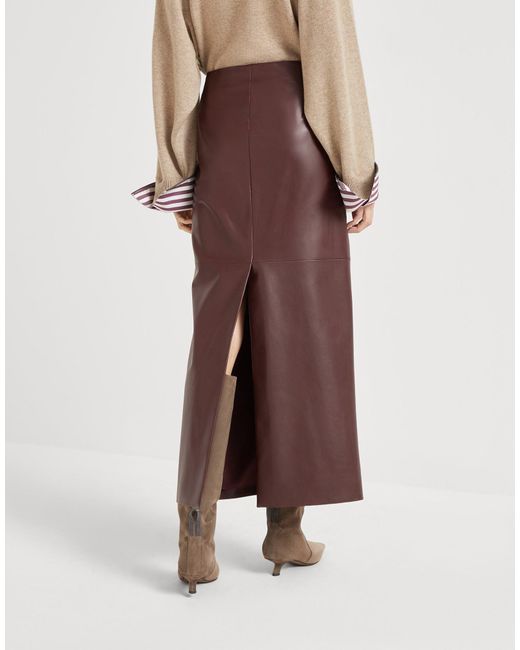 Brunello Cucinelli Brown Long Column Skirt