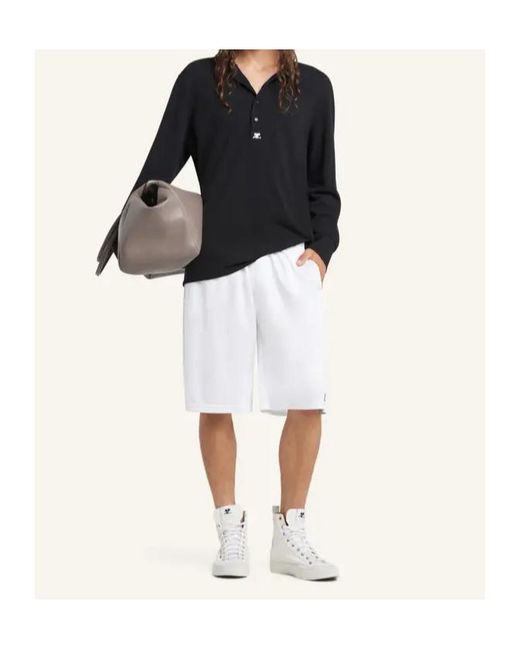 Courreges Blue Long-Sleeve Logo-Detail Polo Shirt for men