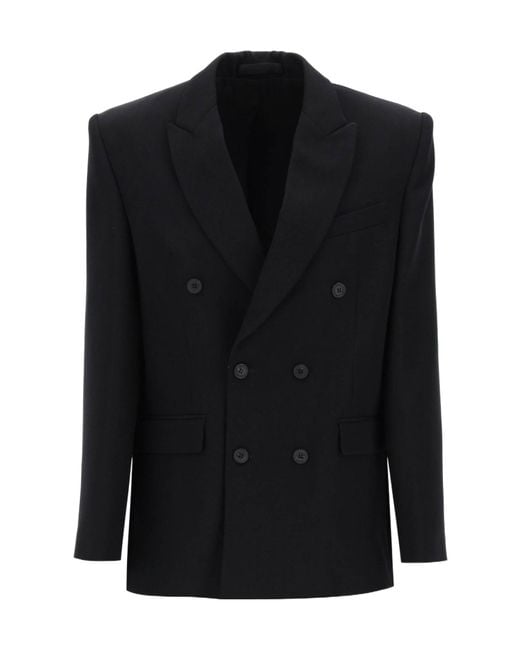 Wardrobe NYC Black Double-Breasted Suit Jacket