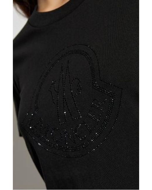 Moncler Black Logo Embellished Crewneck T-Shirt
