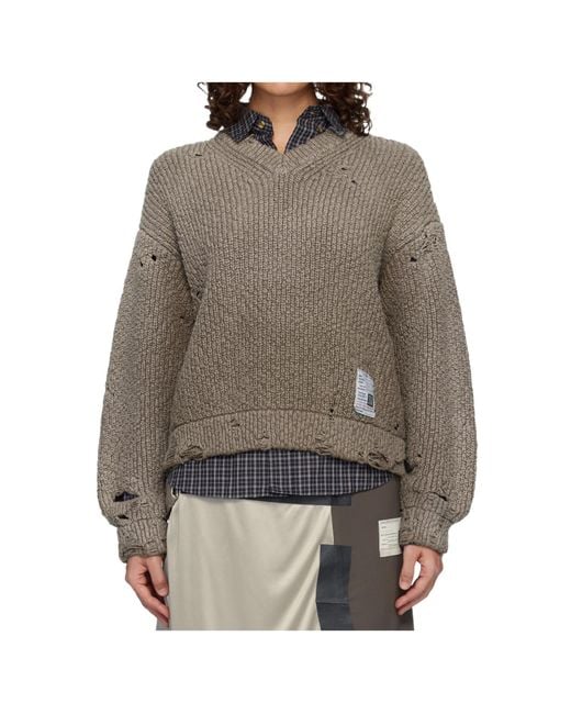 Maison Mihara Yasuhiro Brown V-Neck Sweater