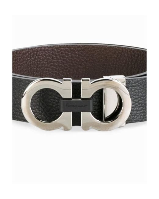 Ferragamo White Gancini Buckle Belt for men