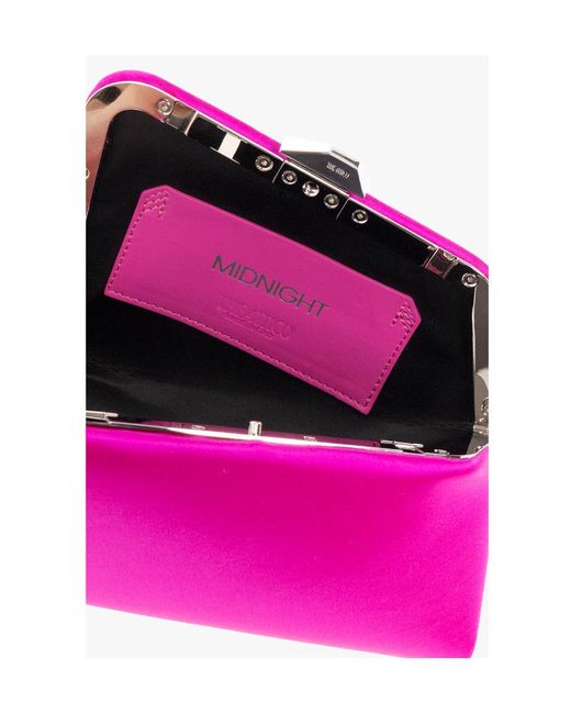 The Attico Pink 8.30Pm Logo-Print Clutch Bag