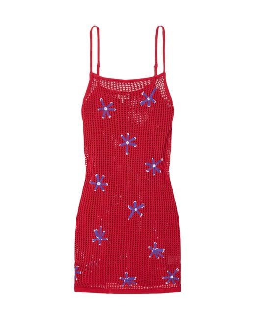 Staud Red Spaghetti Strap Mini Dress