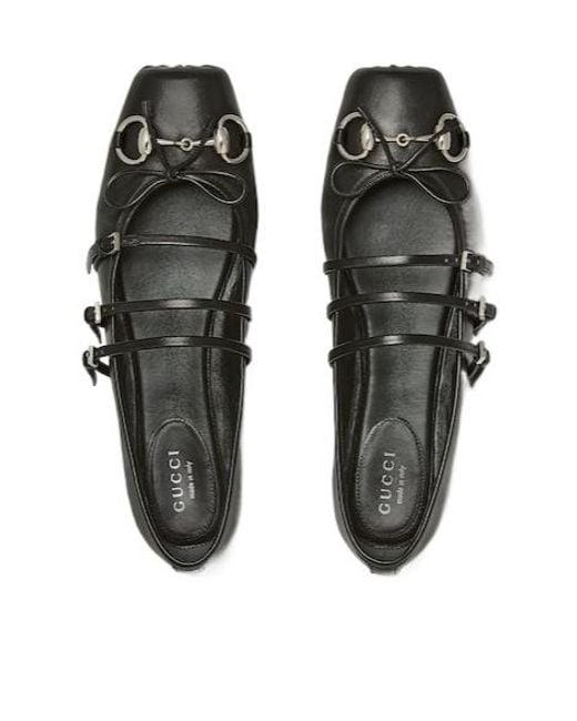 Gucci Black Horsebit Leather Flat
