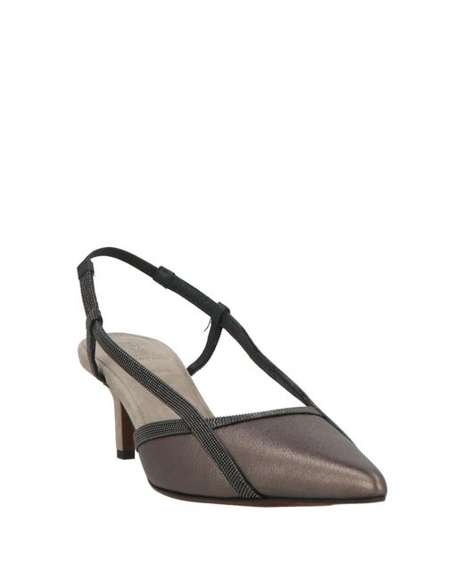 Brunello Cucinelli White Metallic Pointed-Toe Stiletto Heels Adorned