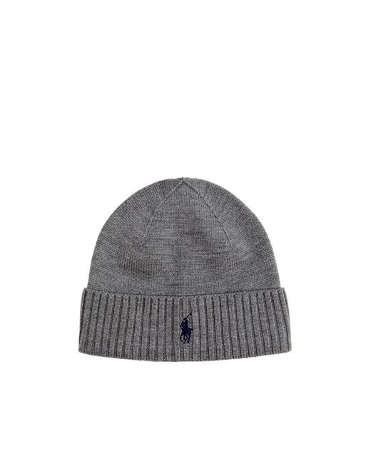 Polo Ralph Lauren Gray Logo-Embroidered Wool Beanie for men