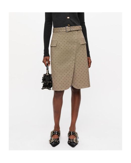 Ganni Brown Flock Check Suiting Skirt