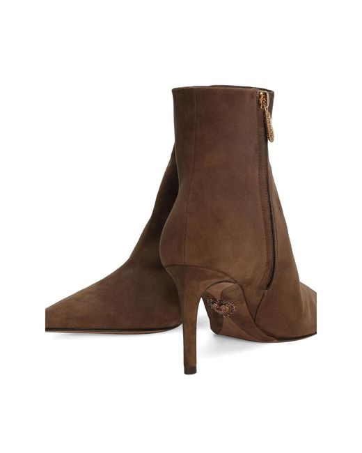 Dolce & Gabbana Brown 75Mm Devotion Pointed-Toe Ankle Boots