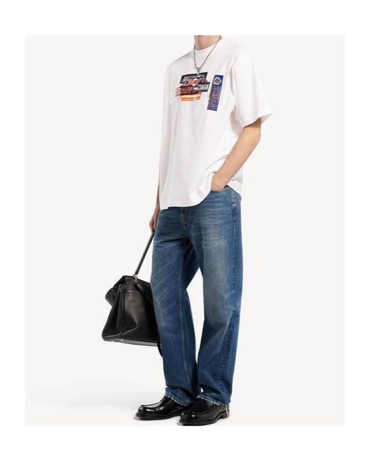 Balenciaga White Bumper Stickers Medium-Fit T-Shirt for men