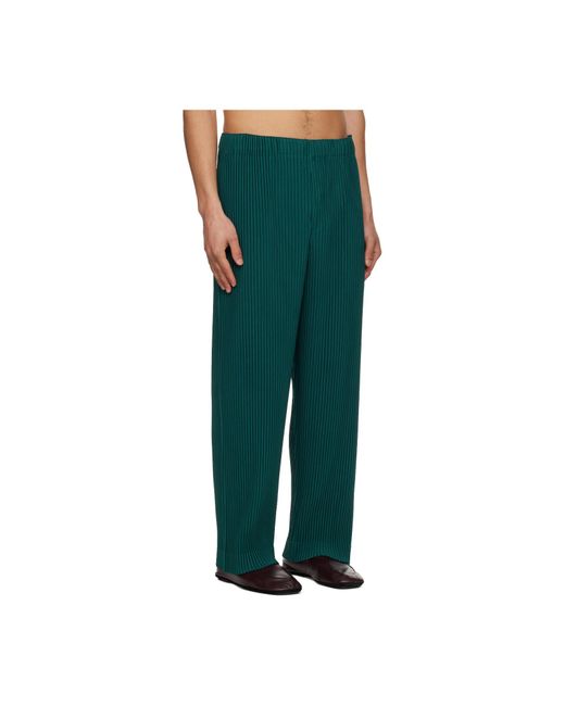 Homme Plissé Issey Miyake Green Homme Plissé Issey Miyake Pleated Trousers for men