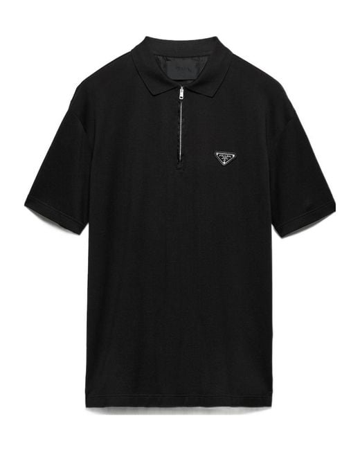 Prada Black Piqué Short-Sleeved Polo Shirt for men