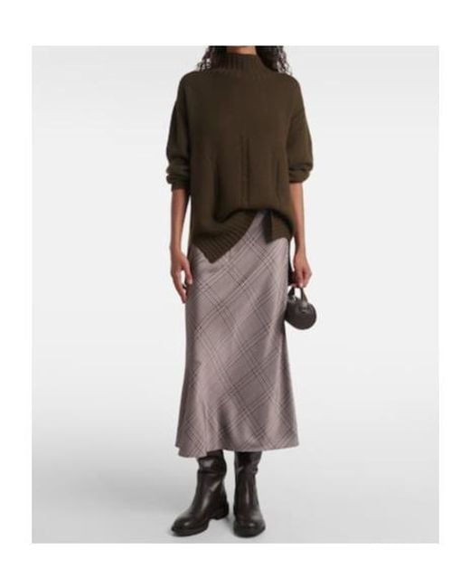 Vince Brown Plaid Satin Slip Skirt