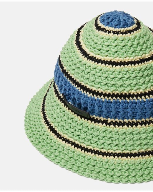 Stella McCartney Green Colour-Block Crochet Hat