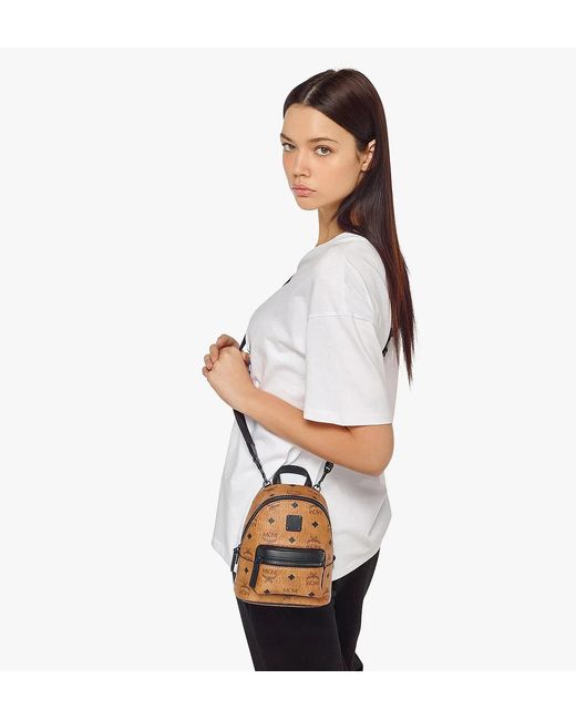 MCM Natural Stark Monogram Print Zipped Backpack for men