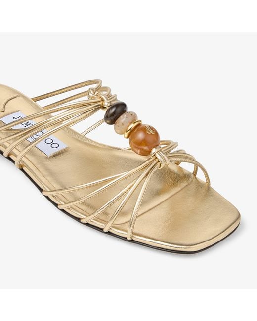 Jimmy Choo Metallic Lova Bead-Embellished Sandals