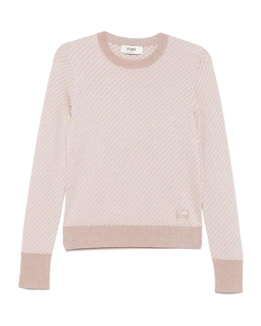 Fendi Pink Textured Knit Pullover