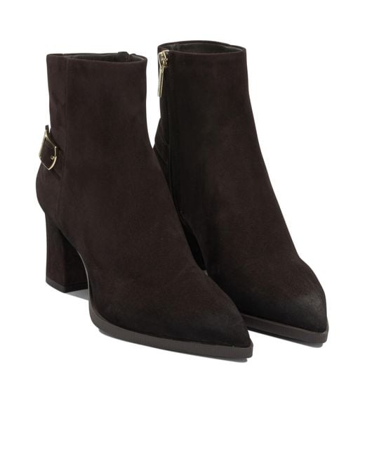 Santoni Black Pointed-Toe Ankle Boots