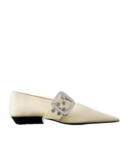 Jil Sander White Eyelet-Embellished Mary-Jane Ballet Flats