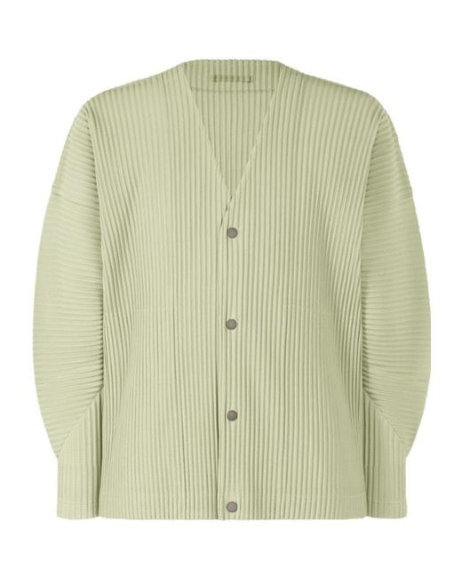 Homme Plissé Issey Miyake Green Pliss Buttoned Cardigan for men