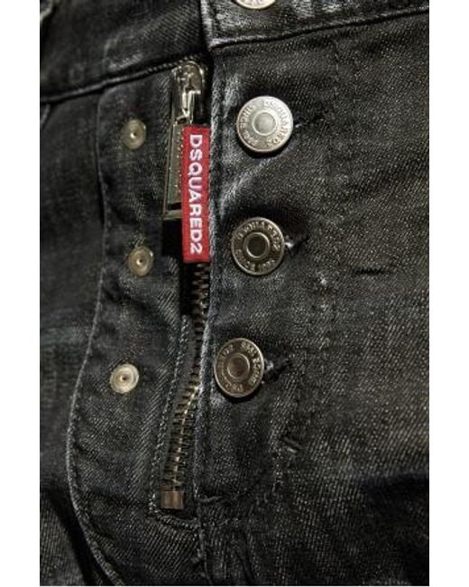 DSquared² Black Low-Rise Distressed Slim-Fit Jeans for men