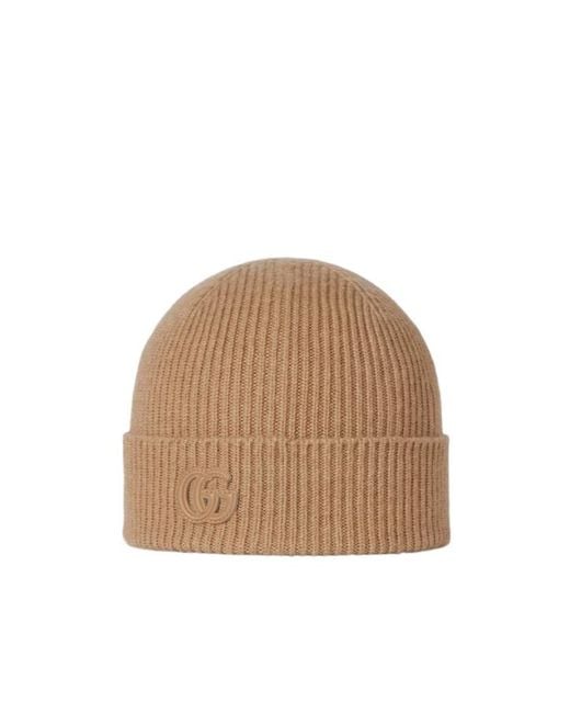 Gucci Natural Cashmere Hat With Patch