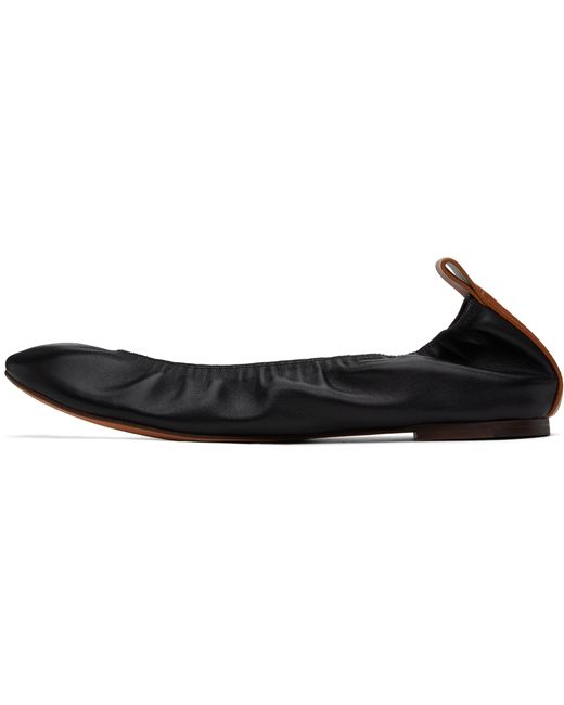 Lanvin Black Leather Ballet Flats