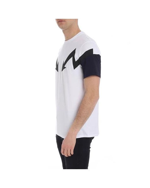 Neil Barrett White Lightning Pattern T-Shirt for men