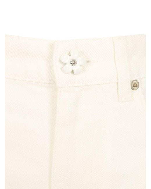 Loewe White Logo Patch Wide Leg Jeans