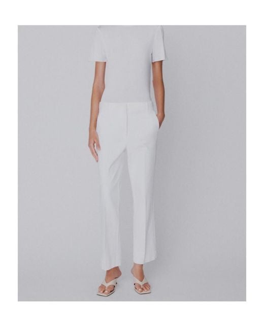 Marella White Flared Stretch Cotton Trousers
