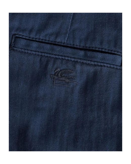 Etro Blue Pegaso Embroidered Cropped Pants