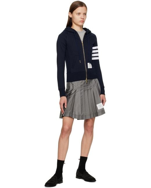 Thom Browne Blue 4-Bar Striped Zip-Up Hoodie