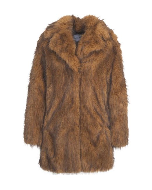 Stand Studio Brown Lapel Long-Sleeved Fur Coat