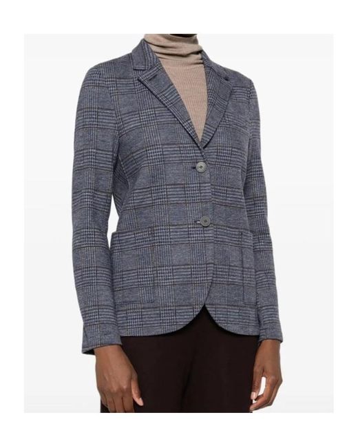 Harris Wharf London Blue Button Check Blazer