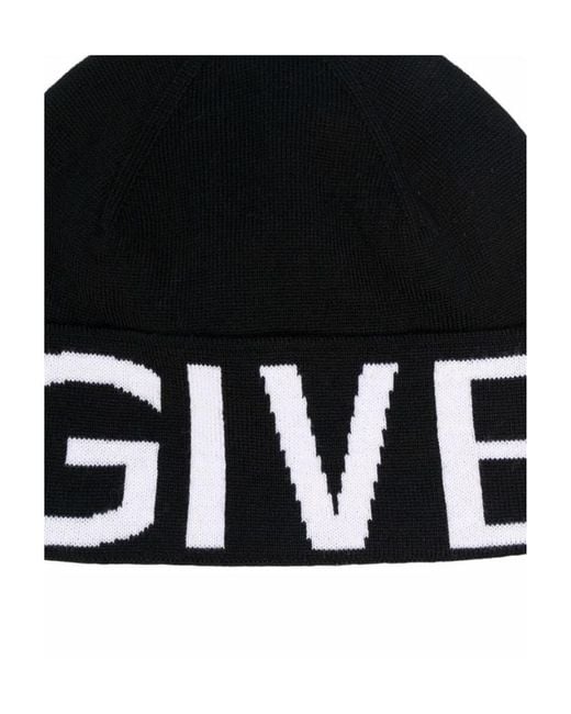 Givenchy Black Logo Intarsia-Knit Slip-On Beanie for men
