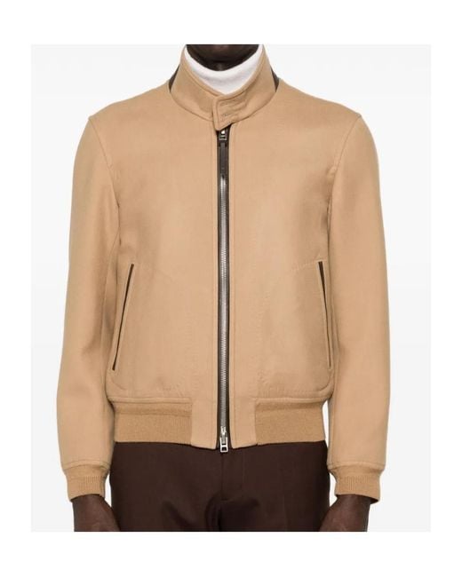 Tom Ford Natural Zip-Up Bomber Jacket for men