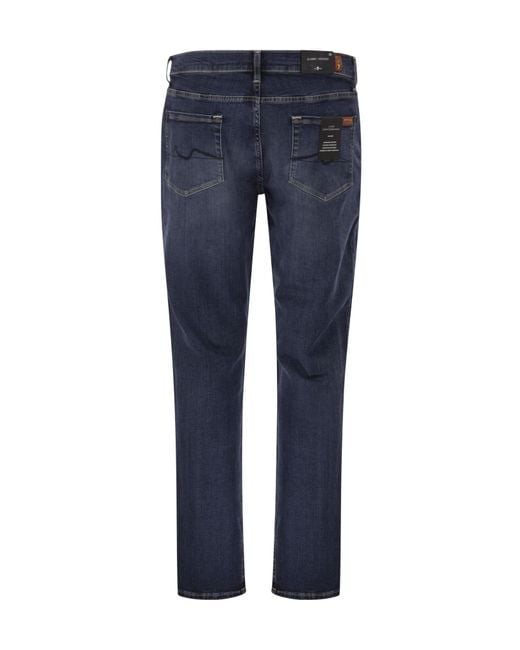 7 For All Mankind Blue Slimmy Tapered Jeans for men