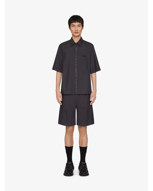 Givenchy Blue Logo Patch Short-Sleeved Shirt for men