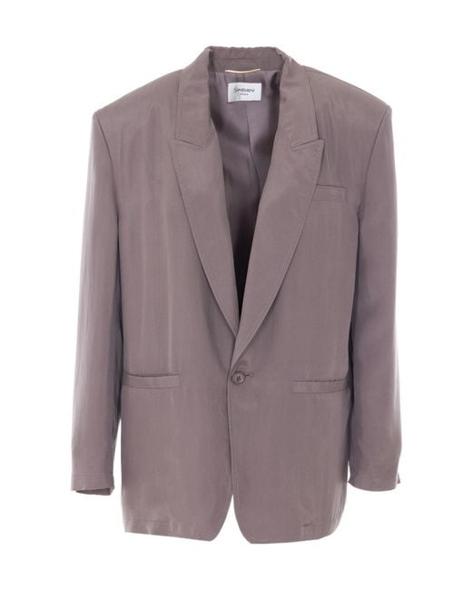 Saint Laurent Brown Single-Breasted Long-Sleeved Jacket
