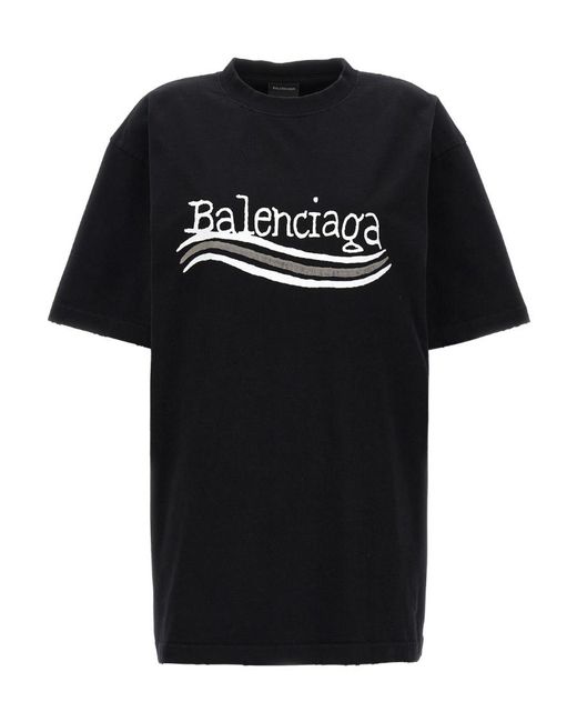 Balenciaga Black Logo Printed Large-Fit T-Shirt