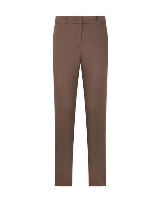 Peserico Brown High-Waist Straight-Leg Pants