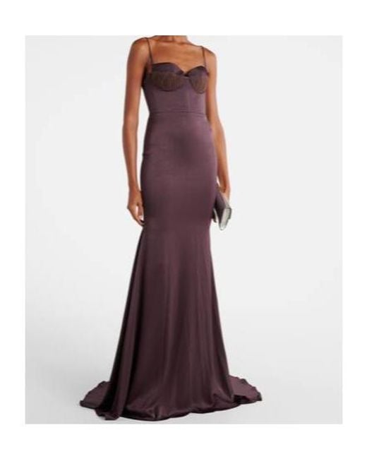 Alex Perry Purple Satin Bustier Gown