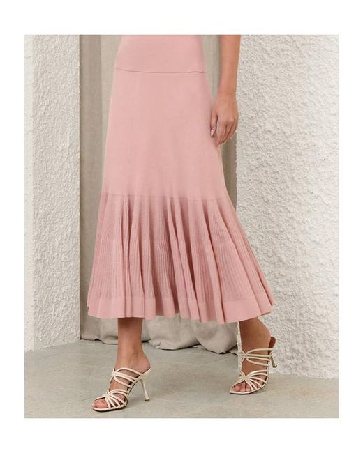 Zimmermann Pink Metallic Pleated Knitted Skirt